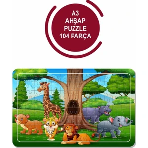 Sevimli Hayvanlar A3 104 Parça Puzzle, Oyuncak, Yapboz