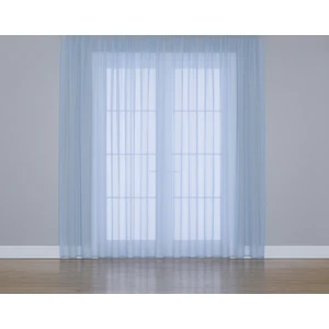 Gauze Fabric Design Kullanıma Hazır Sade Mavi Tül Perde (1'e 2.5 Orta Pile)