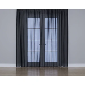 Gauze Fabric Design Kullanıma Hazır Sade Siyah Tül Perde (1'e 2.5 Orta Pile)