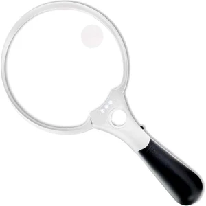 El Işıklı Büyüteç 2x 4x 25X 137 mm Büyük Lens Okuma Büyüteci, Düşük Görme Yardımcıları Içın 3led Takı Büyüteçli (Yurt Dışından)