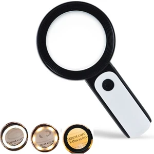 Elde Taşınabilir 30X Işıklı Büyüteç Taşınabilir Çıft Katmanlı Optik Cam Okuma Büyüteç Gözlükleri 12 Soğuk Işıklar 6 Sıcak Işıklar (Yurt Dışından)