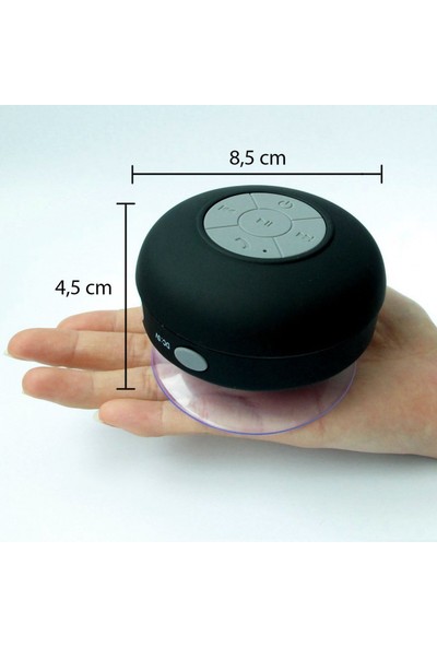 Hescom Su Geçirmez Mini Bluetooth Duş Hoparlörü Siyah