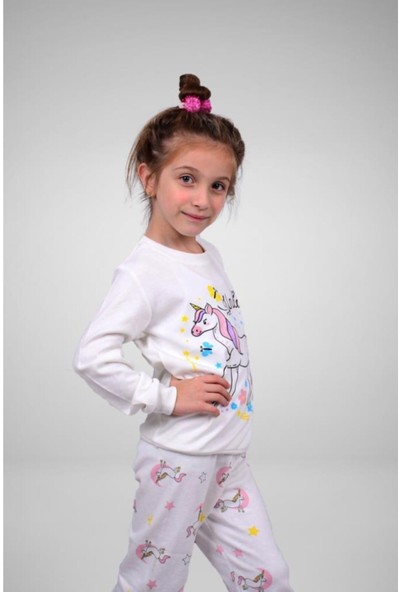 Paty Kids Unicorn Desenli Pamuklu Kız Pijama Takımı