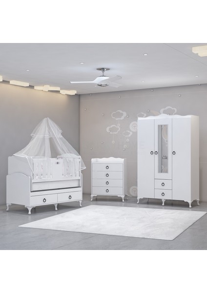 Defne 60X120 Asansörlü Bebek Odası - Yatak ve Uyku Seti Kombinli