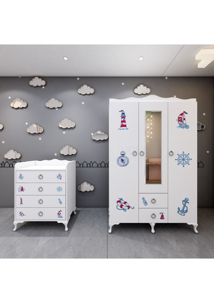 Elfin Denizci Büyünen Asansörlü Bebek Odası Takımı - Yatak ve Uyku Seti Kombinli modelleri