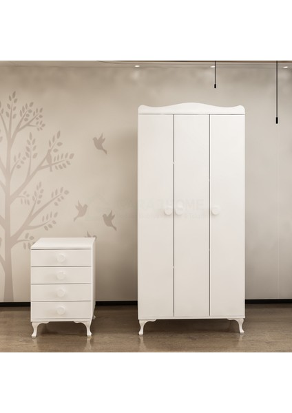 Melina Yıldız 3 Kapaklı Bebek Odası Takımı Beyaz - Yatak ve Uyku Seti Kombinli fiyatları