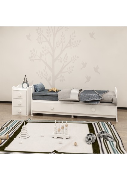 Melina Yıldız 3 Kapaklı Bebek Odası Takımı Beyaz - Yatak ve Uyku Seti Kombinli fırsatları