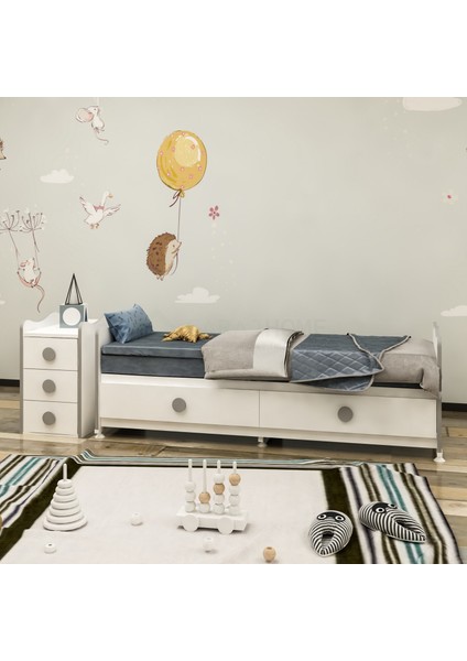 Melina Yıldız 4 Kapaklı Bebek Odası Takımı Gri- Yatak ve Uyku Seti Kombinli fırsatları