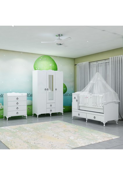 Sude Asansörlü Bebek Odası Takımı - Yatak ve Uyku Seti Kombinli