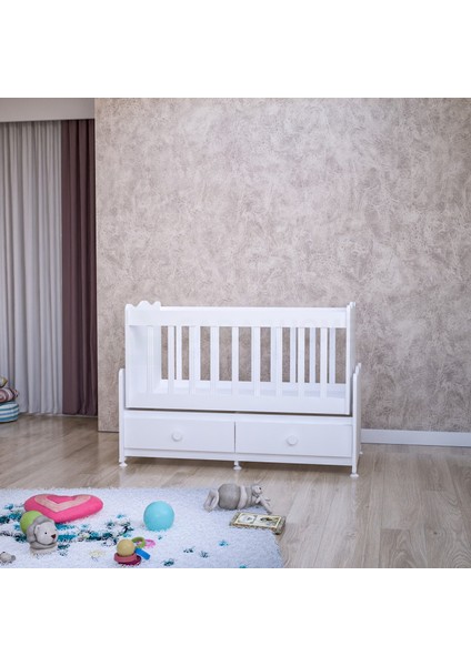 Garaj Home Elegant Mdfli Çıtalı 60X120 Beşik - Beyaz