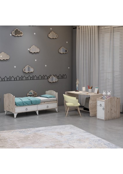 Sude Beyaz Membran Country Asansörlü Beşik - Yatak ve Uyku Seti Kombinli modelleri