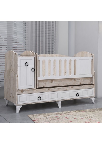 Sude Beyaz Membran Country Asansörlü Beşik - Yatak ve Uyku Seti Kombinli indirimleri