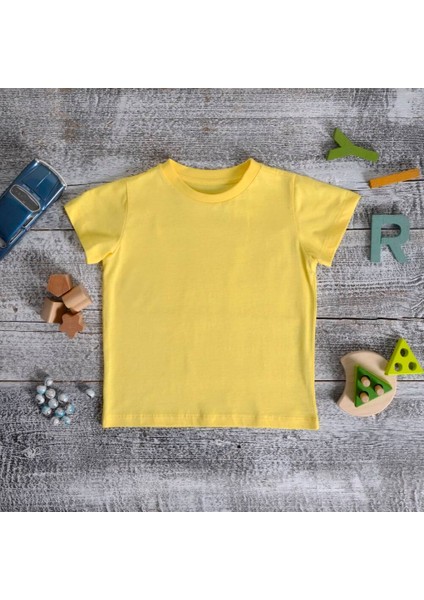 Organik Erkek Çocuk Kısa Kollu T-Shirt - Sarı modelleri