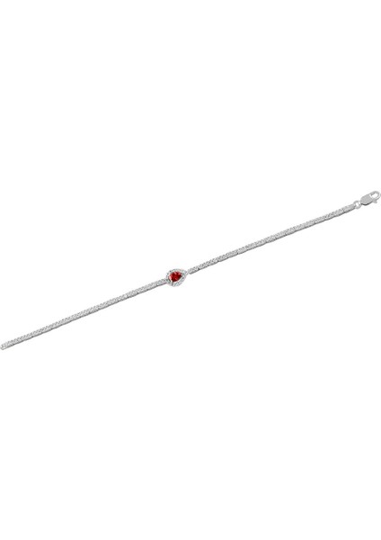 Ela Yakut Taşlı Su Yolu Kadın Gümüş Bileklik