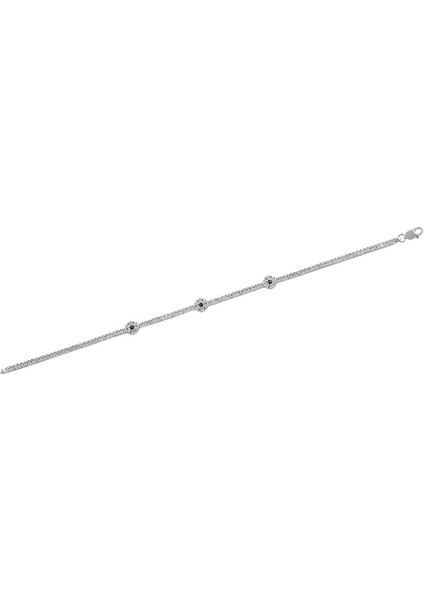 Venüs Zümrüt Taşlı Su Yolu Kadın Gümüş Bileklik