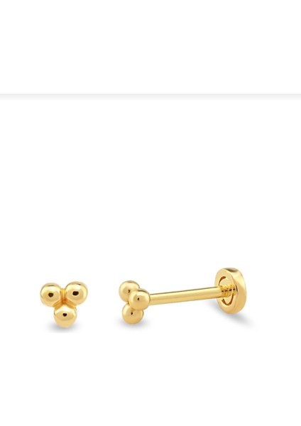MİLET 14 Ayar Altın Tragus Üçtop Küpe