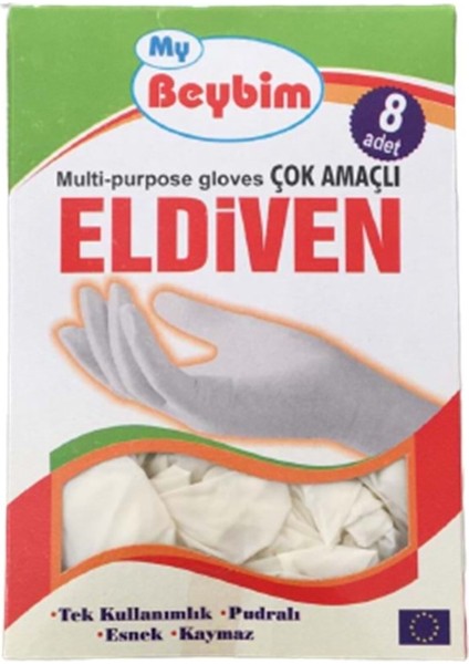 My Beybi Lateks Pudralı Eldiven 8 Li Paket