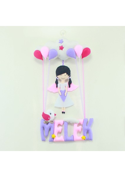 Melek Isimli Pembe Lila Bebek ve Hastane Odası Kapı Süsü