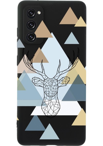 Samsung S20FE Polygon Deer Premium Silikonlu Telefon Kılıfı Siyah