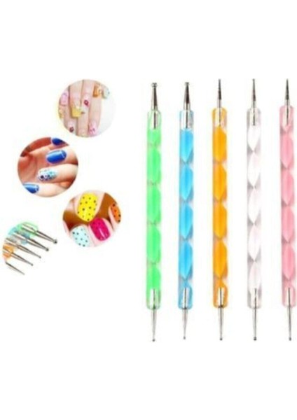 Tırnak Süsleme Nail Art Kalemi 5 Li Dot Seti