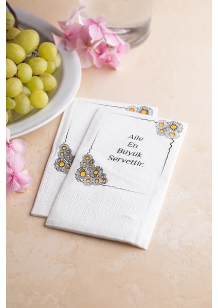 Napkin Store Baskılı Peçete Aile En Büyük Servettir 33 x 33 cm 24'lü