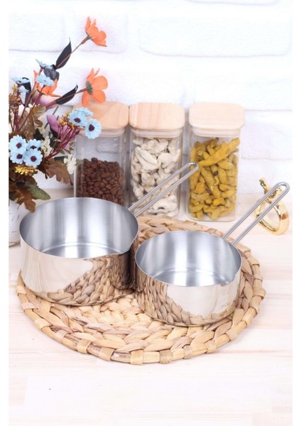 3 Lü Set Paslanmaz Çelik Kaçerola Sütlük ve Sosluk 12-14-16 cm indirimleri