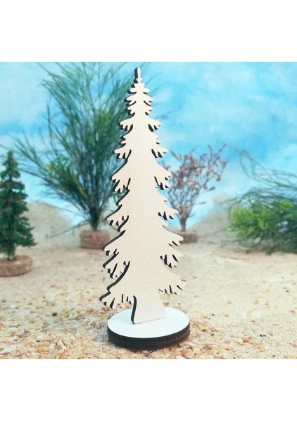 Yılbaşı Süsleri Ahşap Mdf Ağaç (6 Adet) Beyaz - 41004