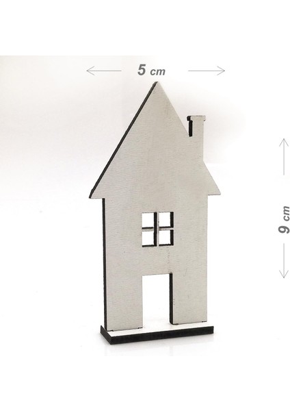 Yılbaşı Süsleri Ahşap Mdf Ev (6 Adet) Beyaz - 41009