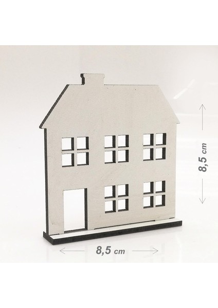 Lora Davet Yılbaşı Süsleri Ahşap Mdf Ev (6 Adet) Beyaz - 41011