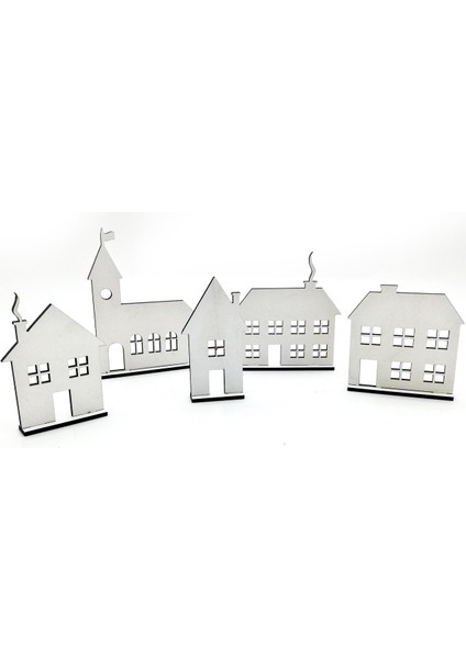 Yılbaşı Süsleri Ahşap Mdf Ev (1 Adet) Beyaz - 41013