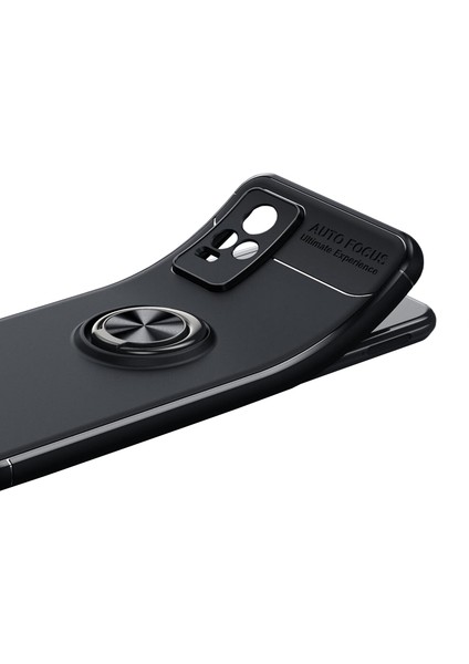 Vivo Y73 2021 Focus Serisi Yüzük Standlı Silikon Kılıf - Siyah modelleri