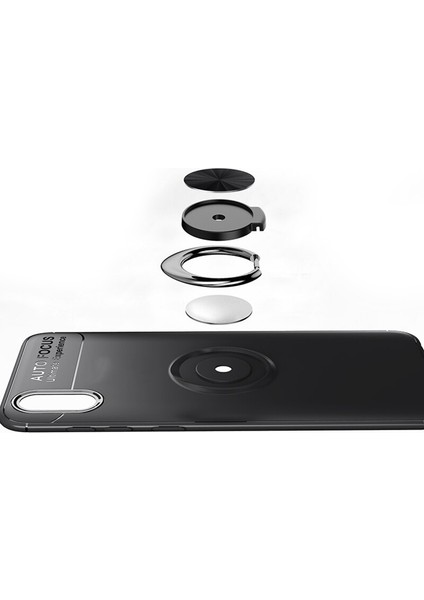 Vivo Y90 Focus Serisi Yüzük Standlı Silikon Kılıf - Siyah fırsatları