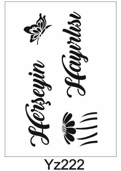 Yazı Desenler Stencil Şablon 21 x 30 cm YZ-222