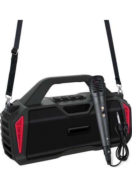 NR-6011M Taşınabilir Açık Karaoke Kablosuz Bluetooth Hoparlör (Kırmızı) (Yurt Dışından)