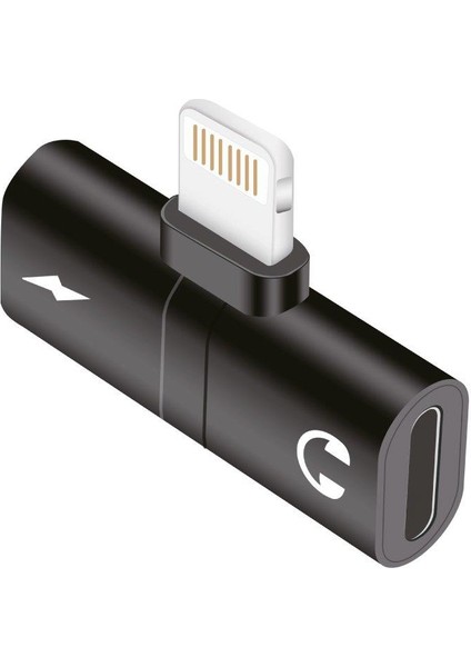 İP-505 iPhone Uyumlu Lightning 2in1 Şarj Kulaklık Dönüştürücü Adaptör Şarj Çoğaltıcı Splitter