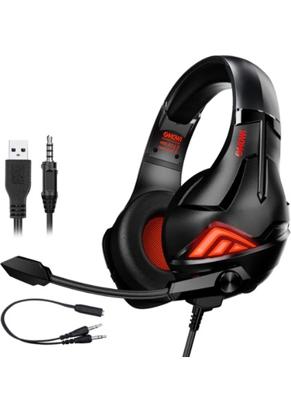 R2 Gaming Mikrofonlu Rgb Oyuncu Kulaklılığı Gurultu Engelleyici Kulaklik AL-34552SIYAH - Kırmızı