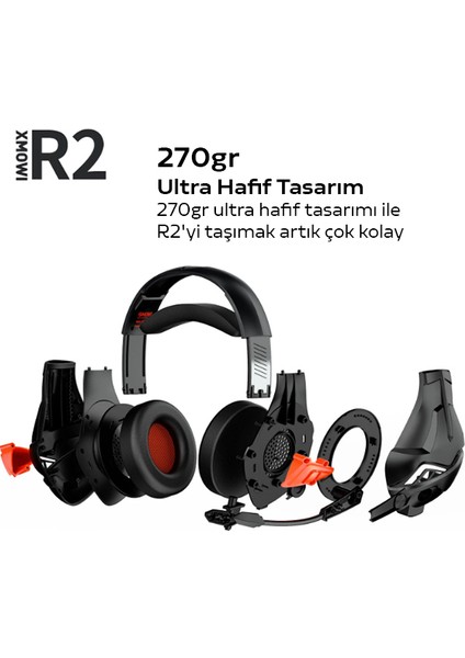 R2 Gaming Mikrofonlu Rgb Oyuncu Kulaklılığı Gurultu Engelleyici Kulaklik AL-34552SIYAH - Kırmızı