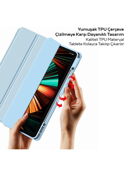 iPad Pro 11 (2018,2020,2021) Kılıf Kalem Bölmeli Toby Series Mavi modelleri