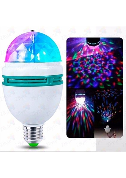 Renkli Disko Ampülü Hareketli 360 Derece Dönen Disco Topu LED Disko Dönen Ampul