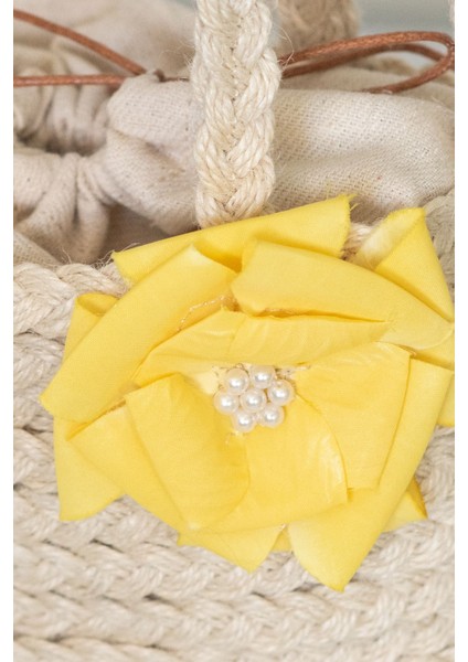 Incili Çiçek Aplikeli Hasır Örgü Kulplu Kadın Mini Omuz Çantası modelleri