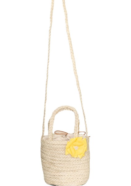 Incili Çiçek Aplikeli Hasır Örgü Kulplu Kadın Mini Omuz Çantası fırsatları
