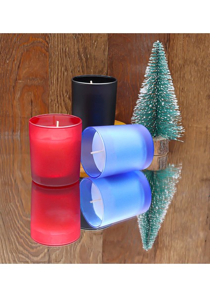 Çilek Kokulu Bardak Mum Vanilya Kokulu Bardak Mum Okyanus Kokulu Bardak Mum Ahşap Zeminli Mini Çam Ağacı Seti