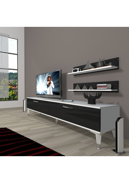 Eko 4 Slm Std Silver Tv Ünitesi Tv Sehpası Beyaz Siyah