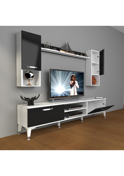 Eko 5da Slm DVD Silver Tv Ünitesi Tv Sehpası Beyaz Siyah