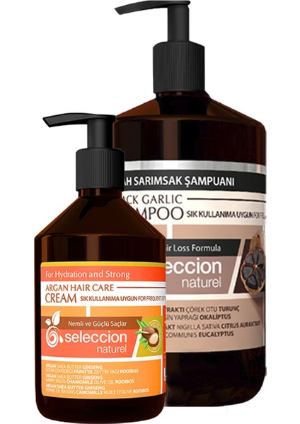 Seleccion Kofre Siyah Sarımsak Şampuan 1000 Ml+ Seleccion Argan Saç Kremi 500 ml