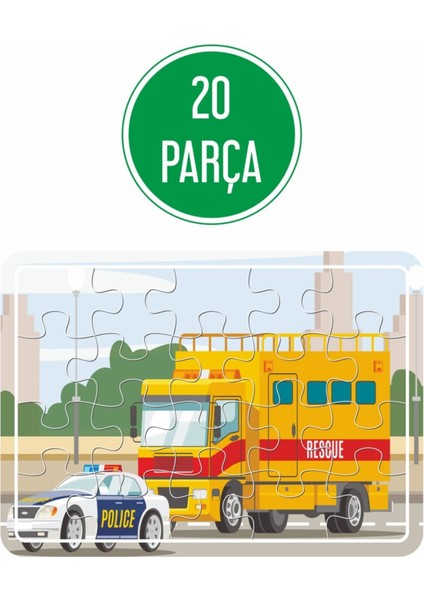 Sevimli Hayvanlar, Polis Araçları, Sevimli Hayvanlar Araçta, Uzay Yolculuğu Ahşap Puzzle Seti modelleri
