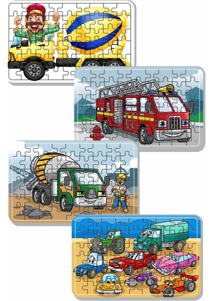 Çimento Arabası, Itfaiye, Arabalar 54 Parça Ahşap Puzzle