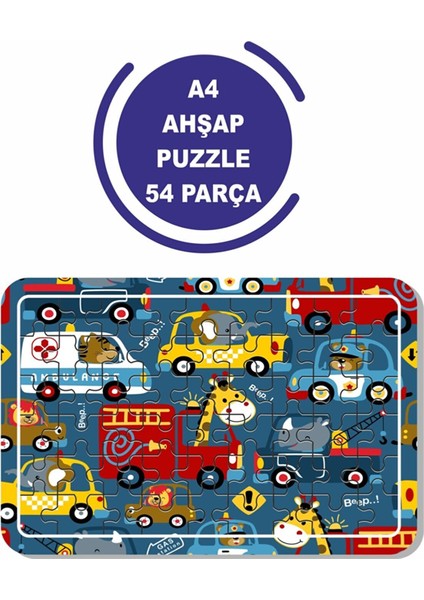 Arabalar A4 54 Parça Puzzle, Oyuncak, Yapboz