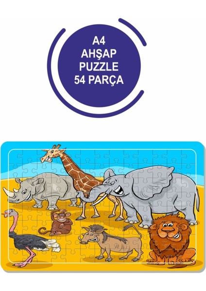 Sevimli Hayvanlar A4 54 Parça Puzzle, Oyuncak, Yapboz