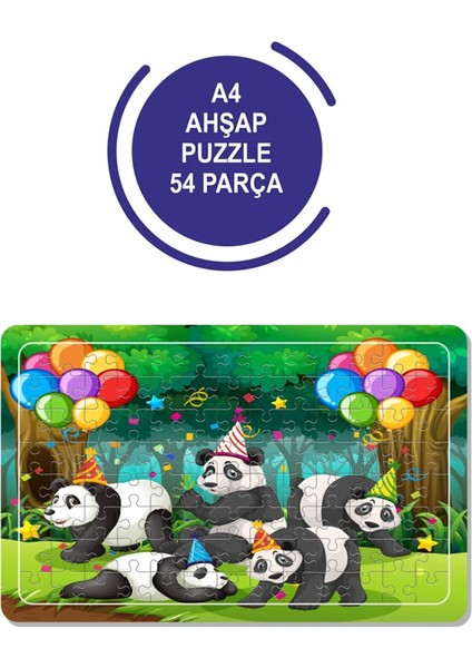 Sevimli Pandalar A4 54 Parça Puzzle, Oyuncak, Yapboz